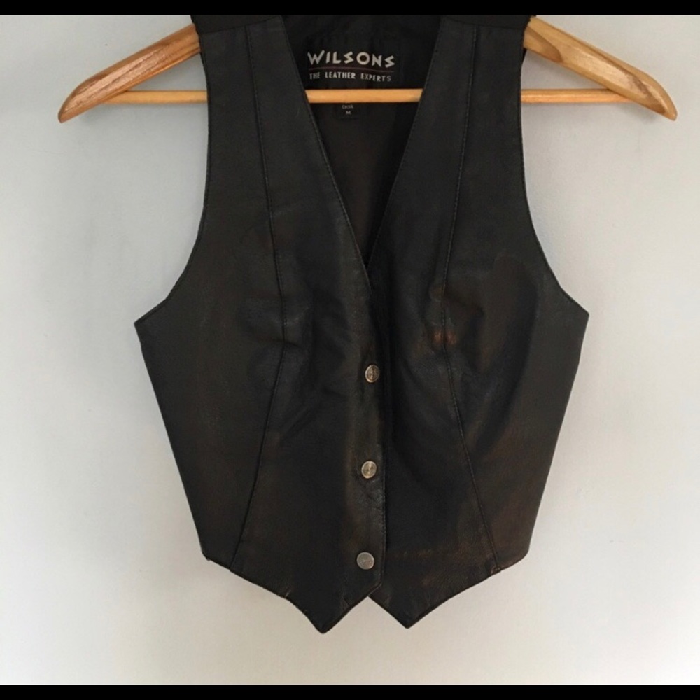 Vintage black leather vest